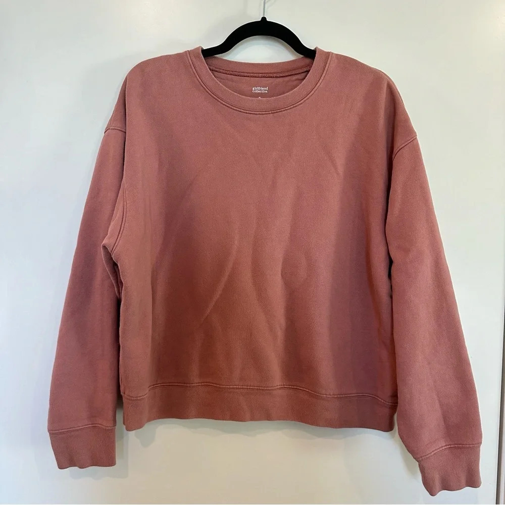 Girlfriend Collective classic pullover Mauve 50/50 Crewneck Sweatshirt size XL - Picture 2 of 6